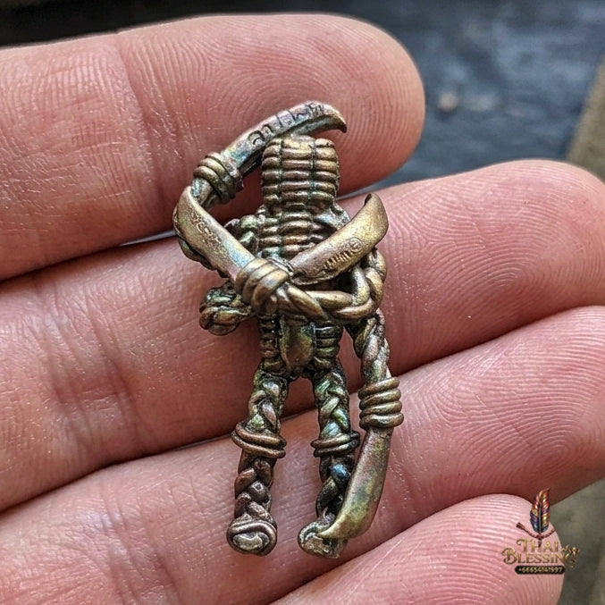 Authentic Thai Sacred Pho Hun Phayon Thewada Khanong Rit (Divine Warrior Spirit Guardian) - Nawa Loha 9-Metal Edition with Occult Steel Alloys for Ultimate Protection, Asset Shield, Black Magic Defense & Fortune Calling