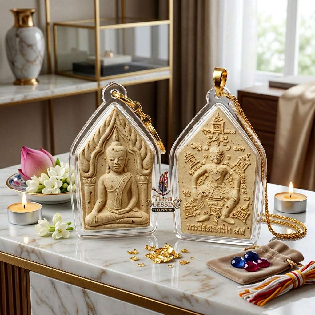 ✨ Authentic Thai "Khun Paen Si Sa Raeng Aeng" – Luang Pu Yaem, Wat Sam Ngam (2013 Edition) – Waterproof Acrylic Casing Thai Blessing Co By RURUECHA