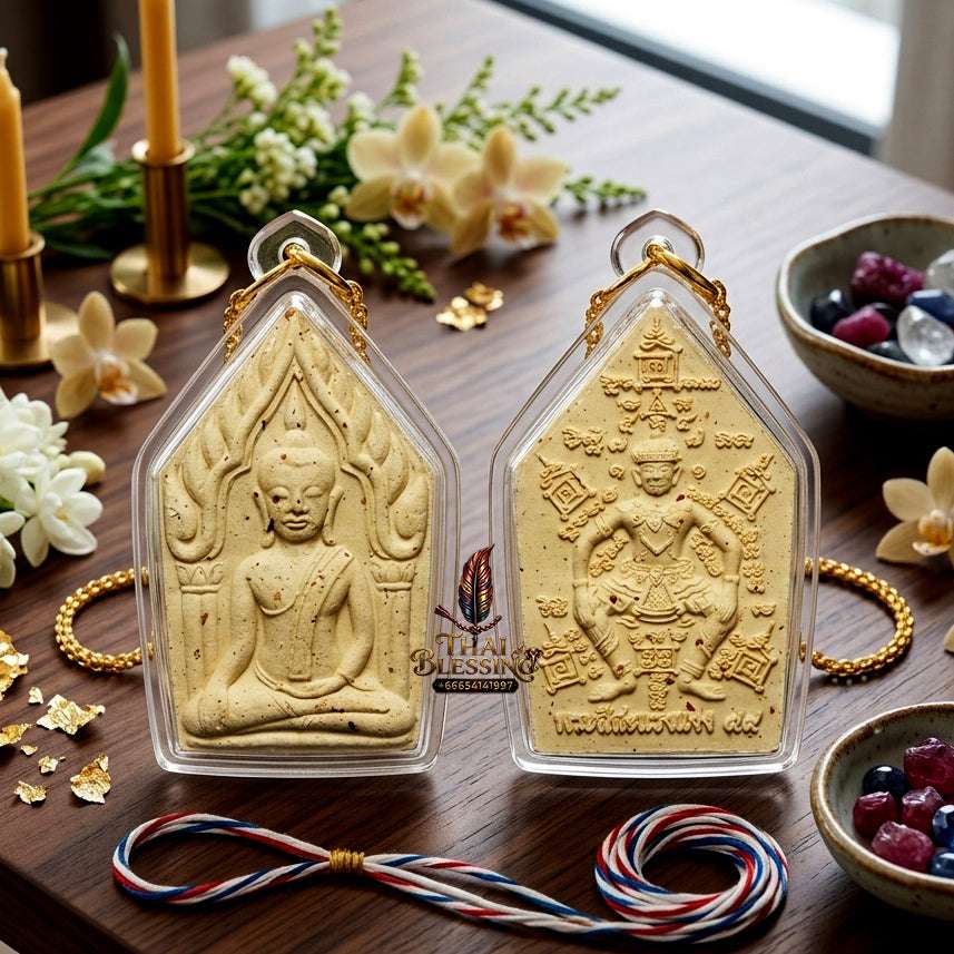 ✨ Authentic Thai "Khun Paen Si Sa Raeng Aeng" – Luang Pu Yaem, Wat Sam Ngam (2013 Edition) – Waterproof Acrylic Casing Thai Blessing Co By RURUECHA