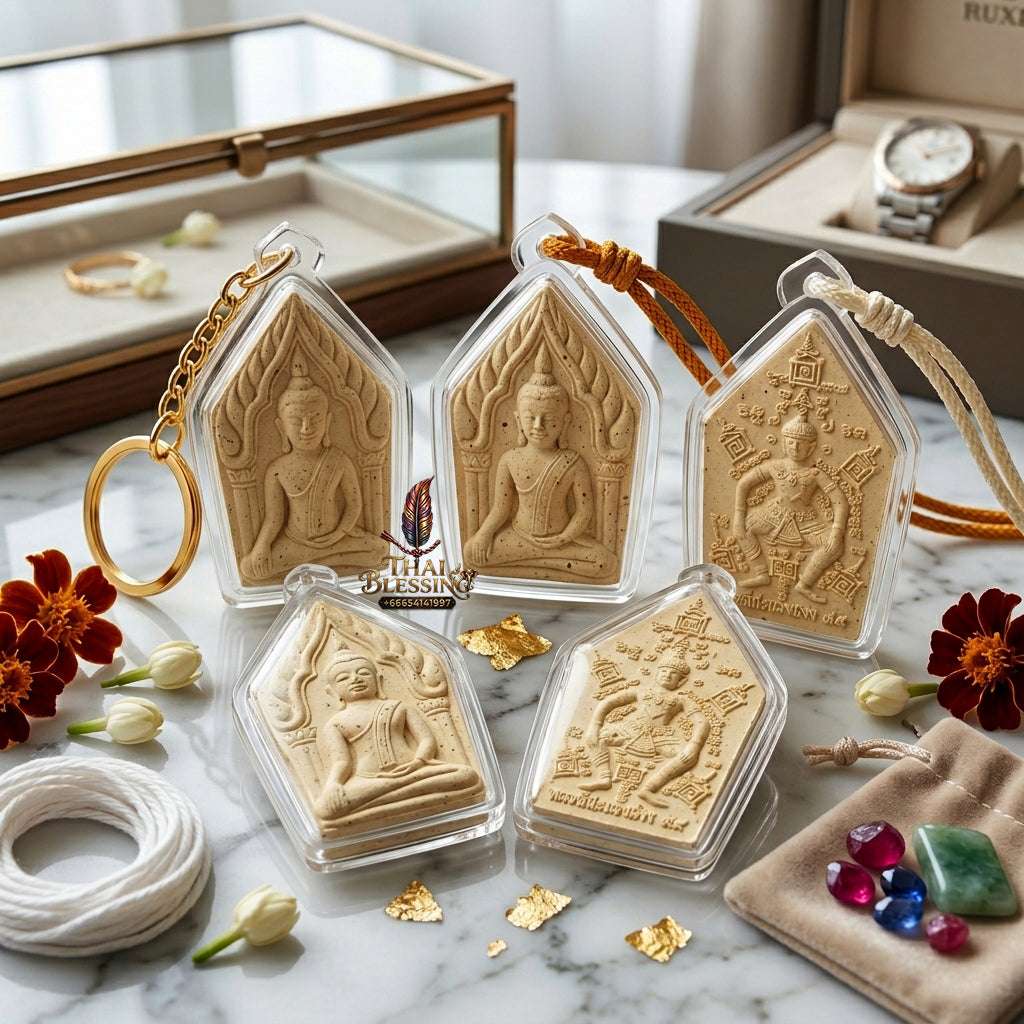 ✨ Authentic Thai "Khun Paen Si Sa Raeng Aeng" – Luang Pu Yaem, Wat Sam Ngam (2013 Edition) – Waterproof Acrylic Casing Thai Blessing Co By RURUECHA