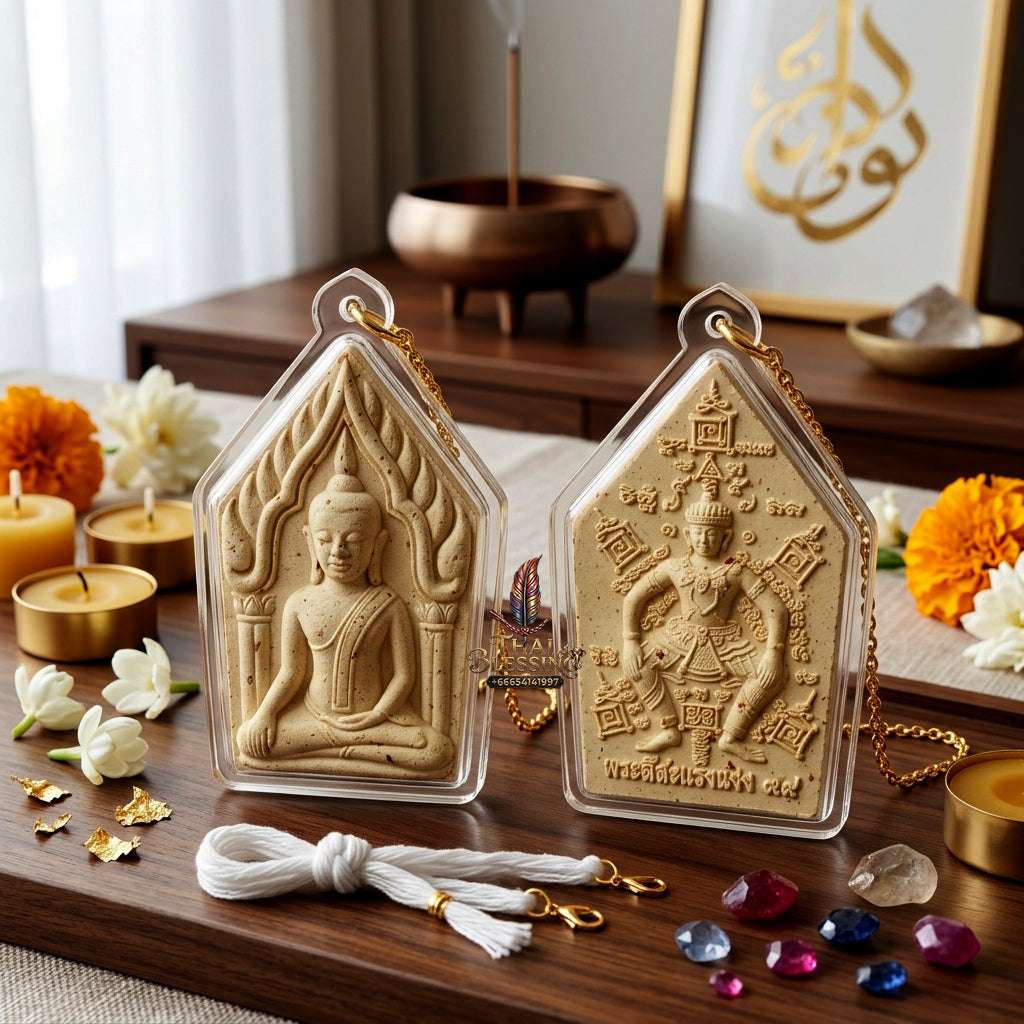 ✨ Authentic Thai "Khun Paen Si Sa Raeng Aeng" – Luang Pu Yaem, Wat Sam Ngam (2013 Edition) – Waterproof Acrylic Casing Thai Blessing Co By RURUECHA