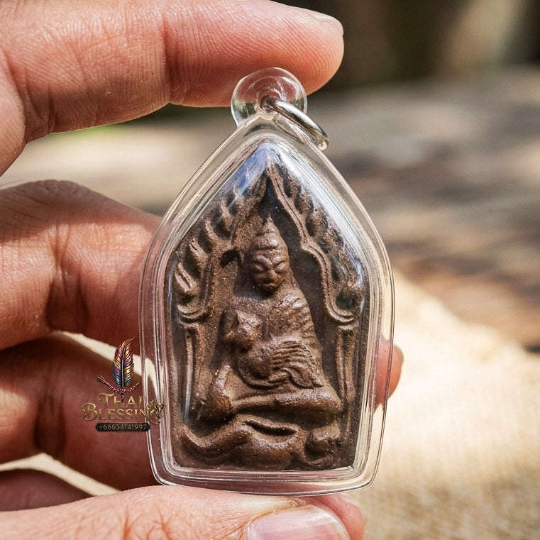 Authentic Thai Khun Phaen Amulet "Yod Maha Saneh Tua Pho Committee Edition BE 2569" - Special Charm Powder Pendant with Dual Copper Takrut & Wan Dok Thong Thai Blessing Co By RURUECHA
