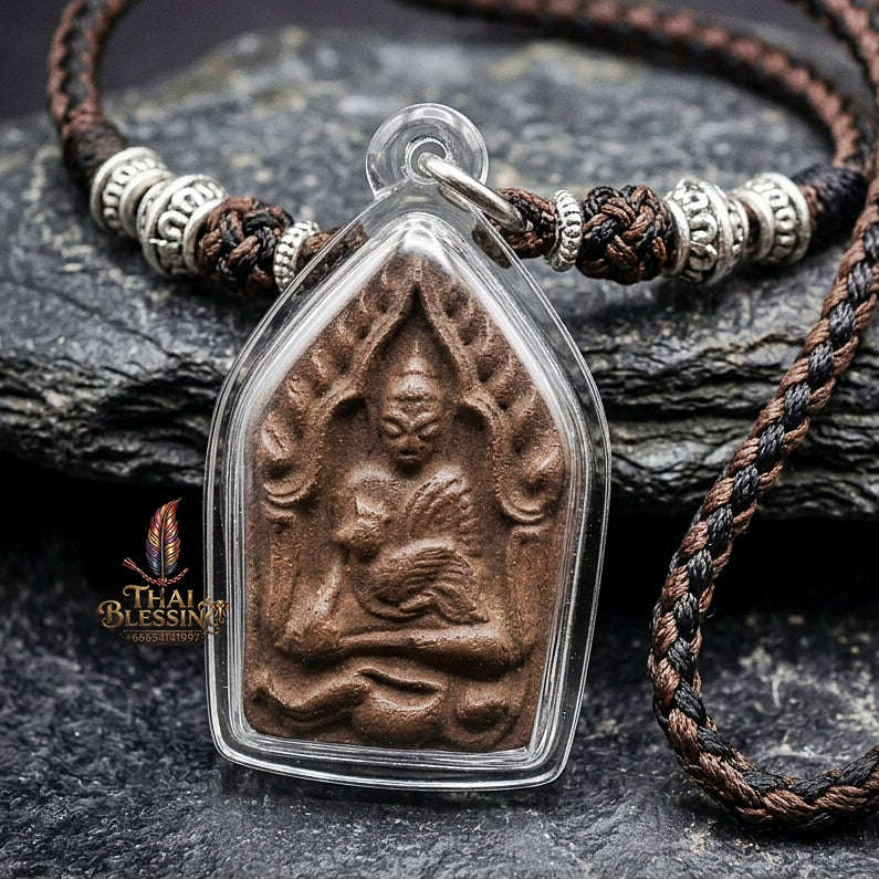 Authentic Thai Khun Phaen Amulet "Yod Maha Saneh Tua Pho Committee Edition BE 2569" - Special Charm Powder Pendant with Dual Copper Takrut & Wan Dok Thong Thai Blessing Co By RURUECHA