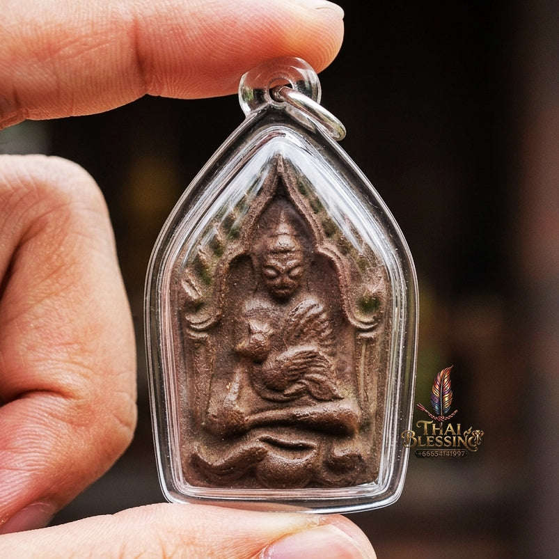 Authentic Thai Khun Phaen Amulet "Yod Maha Saneh Tua Pho Committee Edition BE 2569" - Special Charm Powder Pendant with Dual Copper Takrut & Wan Dok Thong Thai Blessing Co By RURUECHA