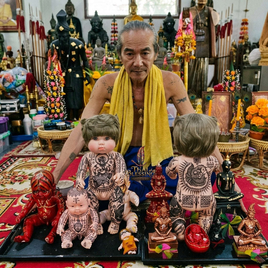 Authentic Thai Kuman Thong / Look Thep Doll - Hand-Inscribed Full-Body Sacred Yantra Inscriptions Edition for Extreme Business Wealth, Luck & Prosperity Thai Blessing Co By RURUECHA