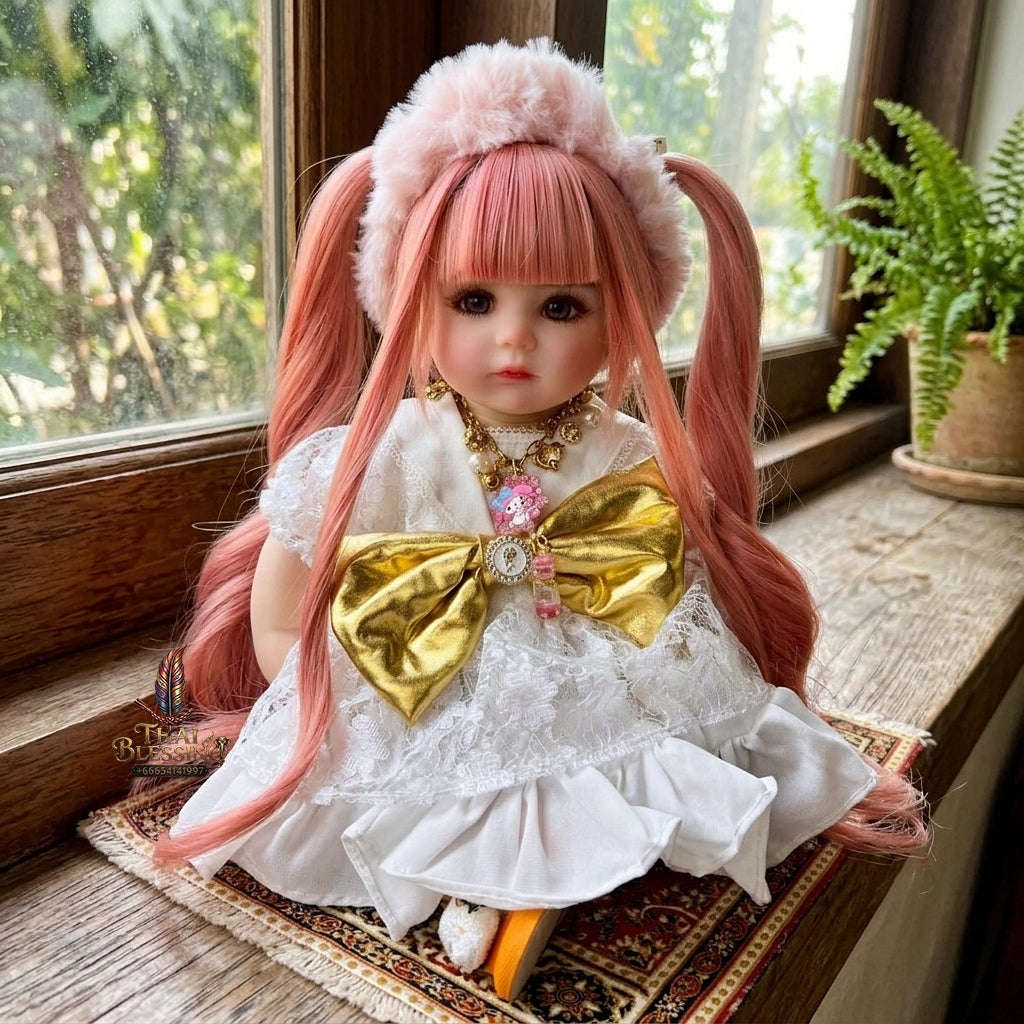 Authentic Thai Kumaree Look Thep Female Spirit Child Doll - 20-Inch Handmade Fantasy Edition for Extreme Metta Charm, Business Wealth & Luck Thai Blessing Co By RURUECHA
