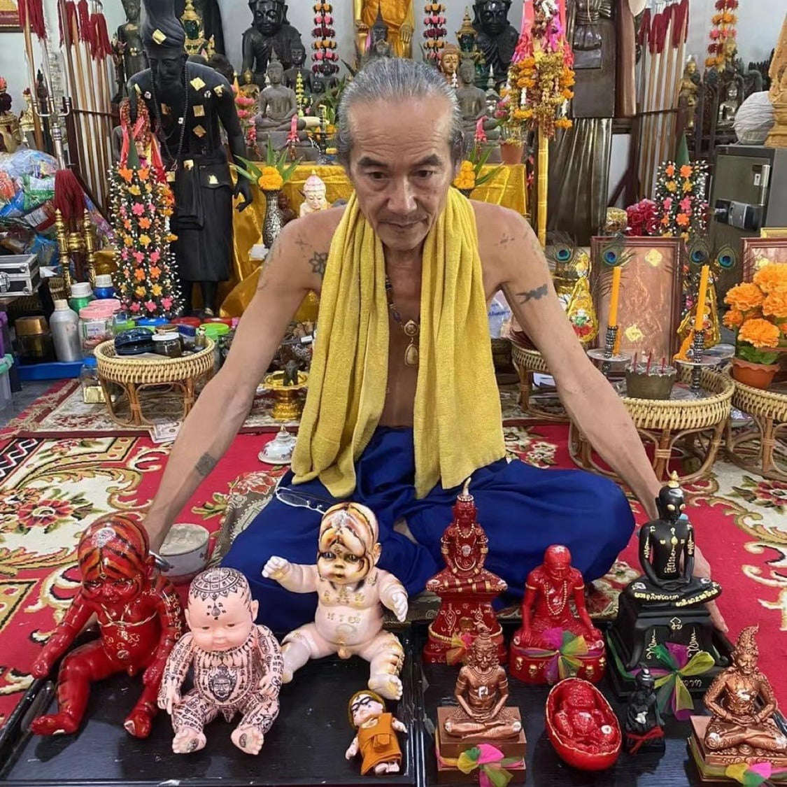 Authentic Thai Kumaree Look Thep Female Spirit Child Doll - Hand-Inscribed Full-Body Sacred Yantra Edition with 9-Tailed Fox Charm & Phra Phrom Brahma for Business Wealth & Metta Saneh Thai Blessing Co By RURUECHA