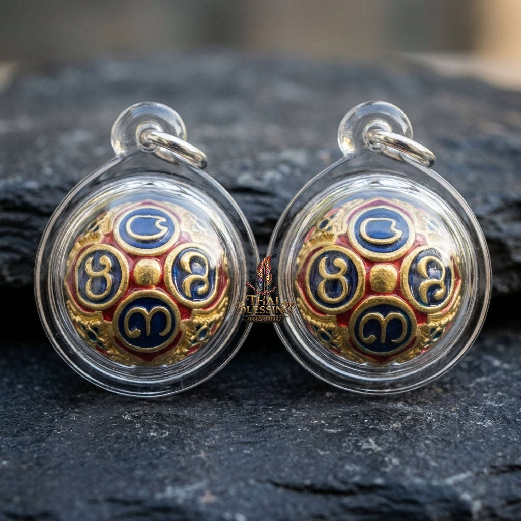 Authentic Thai Lanna Amulet "Parot Kro Khot Setthi BE 2564" - Colored Enamel Brass Sacred Mercury Bell Wealth & Protection Sphere Thai Blessing Co By RURUECHA