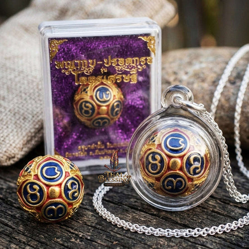 Authentic Thai Lanna Amulet "Parot Kro Khot Setthi BE 2564" - Colored Enamel Brass Sacred Mercury Bell Wealth & Protection Sphere Thai Blessing Co By RURUECHA