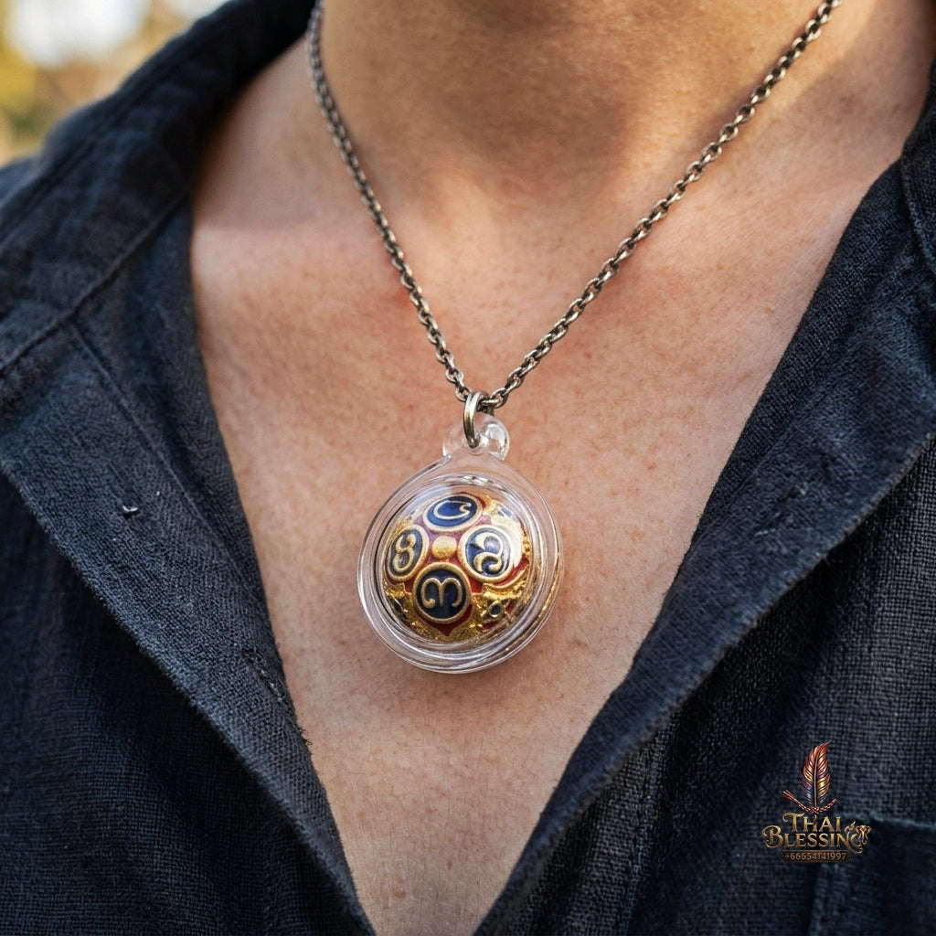 Authentic Thai Lanna Amulet "Parot Kro Khot Setthi BE 2564" - Colored Enamel Brass Sacred Mercury Bell Wealth & Protection Sphere Thai Blessing Co By RURUECHA