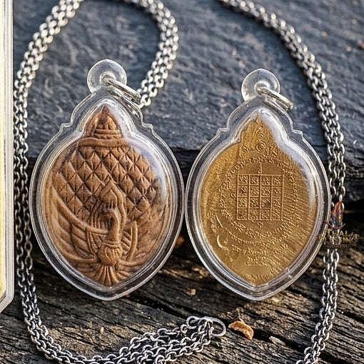 Authentic Thai Lanna Amulet "Phaya Nok Yung BE 2561" - Sacred Sacred Powder Peacock King Talisman with Gold Rear Yantra
