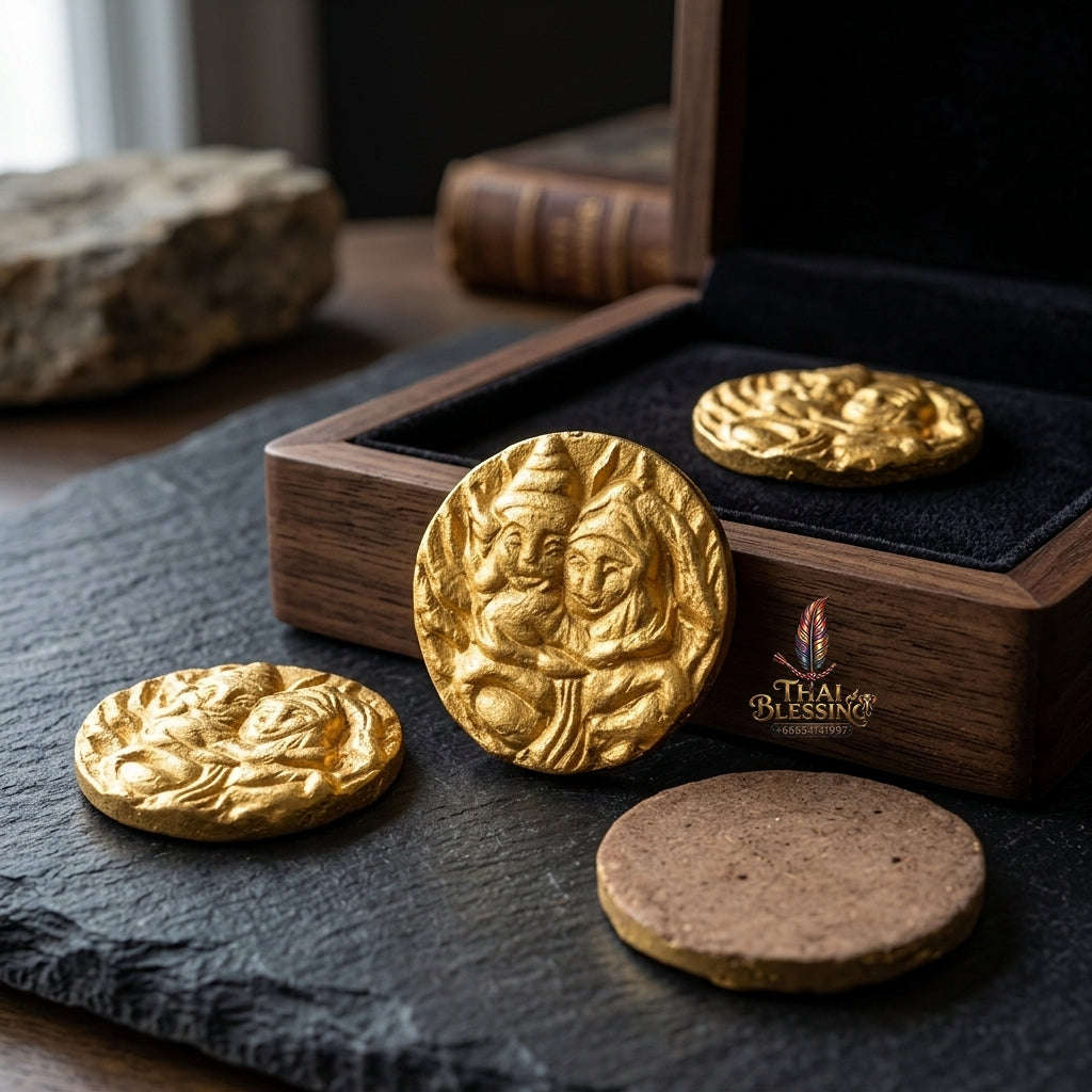 Authentic Thai Lanna Love Charm "In Pae Wae (In Kham Luang) BE 2563" - Pure Sacred Charm Medicine Powder, Pure Gold Leaf & Mind-Binding Attraction