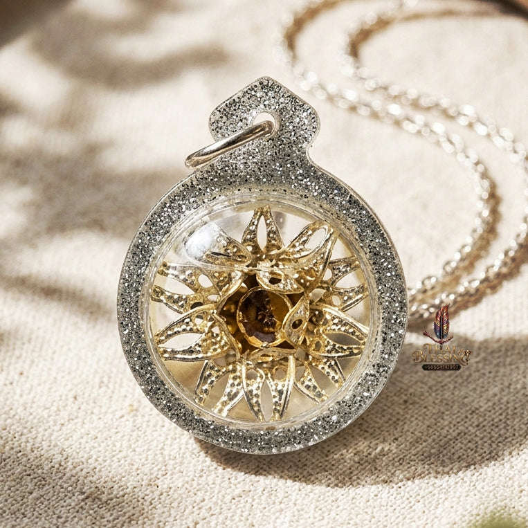 Authentic Thai Love Amulet "Dokmai Sane Silver Flower Pendant" by Archan Long Khem Mangkon (Attraction, Romance & Charm) Thai Blessing Co By RURUECHA