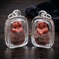 Authentic Thai Love Amulet "In Khoo Maha Saneh BE 2564" - Sacred Red Charm Powder & Thread-Bound Embracing Lovers
