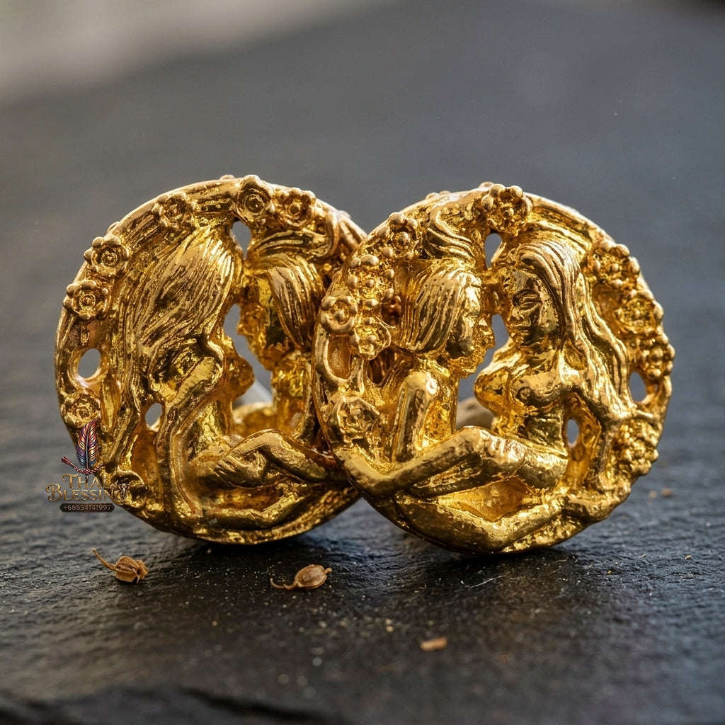 Authentic Thai Love Amulet "In Khoo Maha Saneh BE 2566" - Gold-Plated Sacred Chanuan Yantra Embracing Lovers Charm
