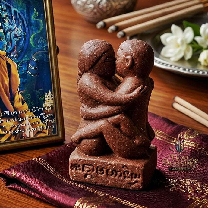 Authentic Thai Love Amulet "In Khoo Maha Saneh Leh Roi Rak BE 2558" - Secret Sacred Isan-Lanna Brown Charm Powder Seductive Talisman