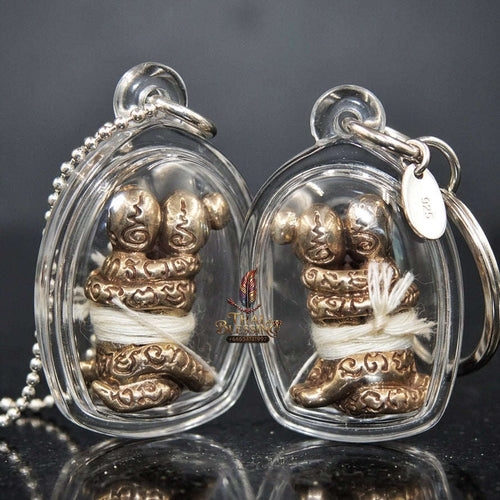 Authentic Thai Love Amulet "In Khoo Muen Yant BE 2560" - Supreme Alpaca Silver Sacred Yantra Embracing Lovers Charm Thai Blessing Co By RURUECHA