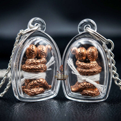 Authentic Thai Love Amulet "In Khoo Muen Yant BE 2560" - Supreme Sacred Copper Yantra Embracing Lovers Charm Thai Blessing Co By RURUECHA