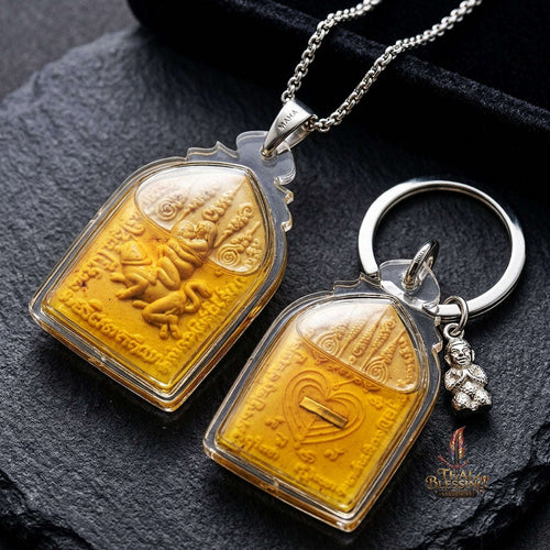Authentic Thai Love Amulet "In Maha Saneh BE 2553" - Golden Dok Thong Herbal Powder & Charm Oil Seductive Talisman Thai Blessing Co By RURUECHA
