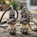 Authentic Thai Love & Wealth Amulet "Chang Phasom Khlong Sacred Powder in Naga Destiny Pendant" (Aged Satin Silver Finish) Consecrated by Chao Sala Oo Wizhingta B.E. 2569 (2026) Thai Blessing Co By RURUECHA