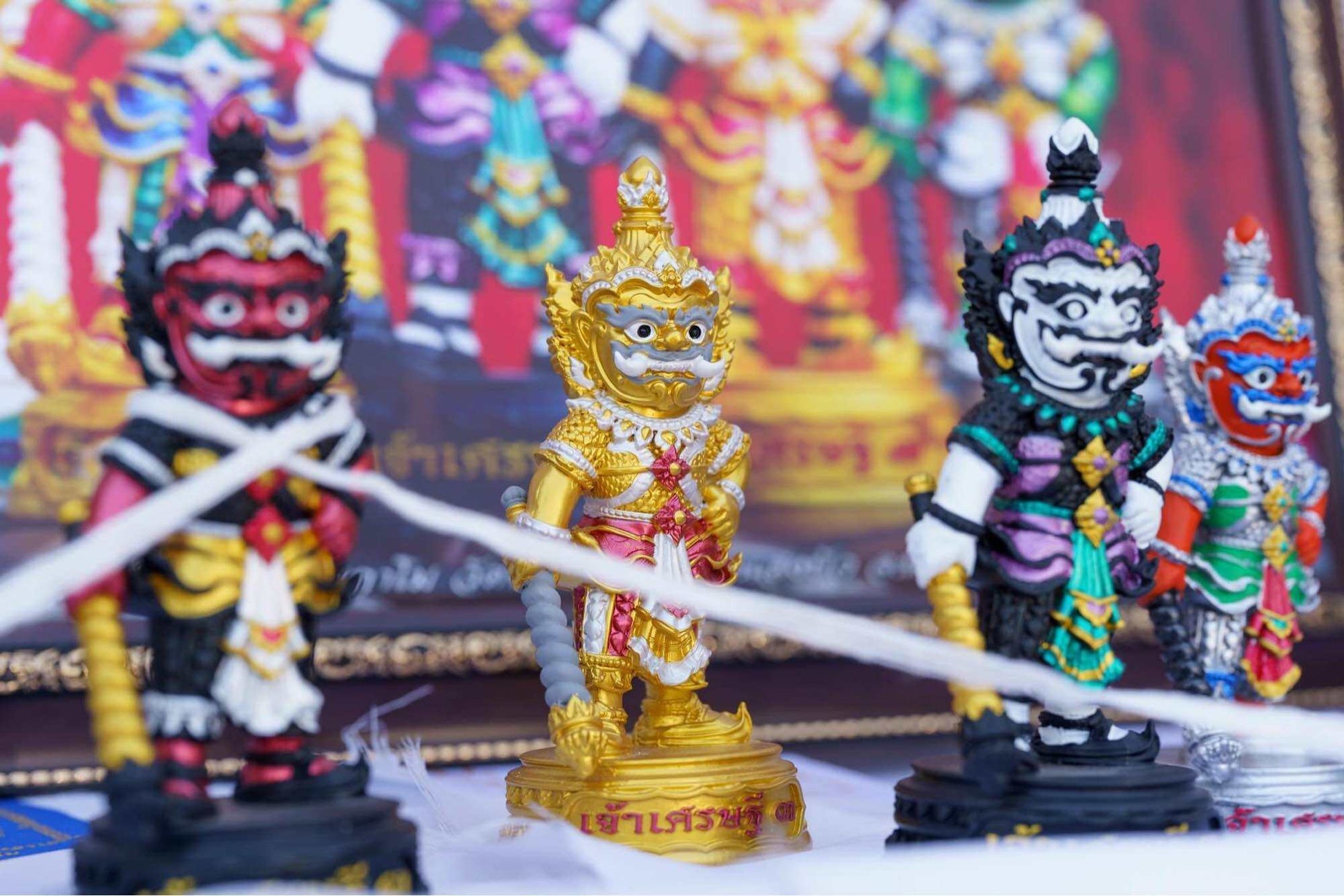 Colorful authentic Thai lucky charm for prosperity figurines symbolizing good fortune and protection