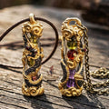 Authentic Thai Naga Amulet "Takrut Nakee Bandan Sub Serpent Wealth Attraction Pendant 2K Black-Gold Plated Bronze with Sacred Naga Orbs Thai Blessing Co By RURUECHA