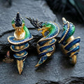 Authentic Thai Naga Fang Amulet "Khieo Phaya Nak Udom Mongkhon Edition Enameled Deva-Brass Silver-Plated" Consecrated by Phra Khru Wat Pa Luang at Wat Udom Mahawan B.E. 2565 (2022) Thai Blessing Co By RURUECHA