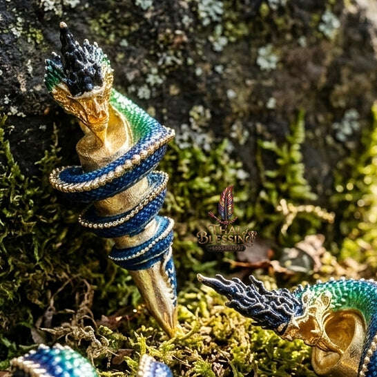 Authentic Thai Naga Fang Amulet "Khieo Phaya Nak Udom Mongkhon Edition Enameled Deva-Brass Silver-Plated" Consecrated by Phra Khru Wat Pa Luang at Wat Udom Mahawan B.E. 2565 (2022) Thai Blessing Co By RURUECHA