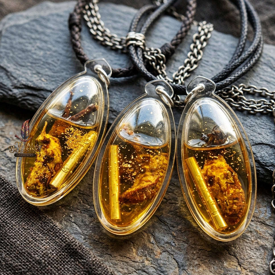 Authentic Thai Natural Charm Amulet "Thep Re Rai BE 2565" - Natural Magic Cicada Herb in Gold Leaf Metta Oil with Wealth Takrut Thai Blessing Co By RURUECHA