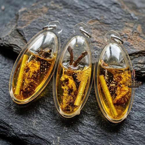 Authentic Thai Natural Charm Amulet "Thep Re Rai BE 2565" - Natural Magic Cicada Herb in Gold Leaf Metta Oil with Wealth Takrut Thai Blessing Co By RURUECHA
