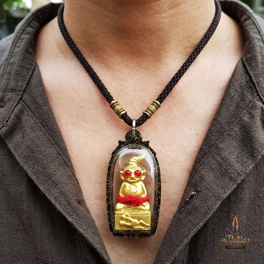 Authentic Thai Ngan Amulet "Phaya Ngan Pa Cha Da BE 2569" - Red-Eyed Gold-Plated Sacred Chanuan Metal & Patamang Lokiya Powder Talisman Thai Blessing Co By RURUECHA