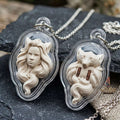 Authentic Thai Nine-Tailed Fox Amulet "Pure White Sacred Charm Powder Fox Pendant with Twin Copper Takrut" Thai Blessing Co By RURUECHA