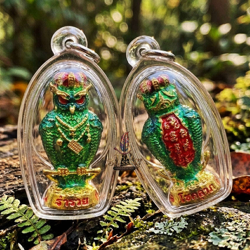 Authentic Thai Owl Amulet "Nok Thuek Thue Chao Sap Rattikan BE 2565" - Supreme Night Owl Gambling Luck, Secret Wealth & Business Magnet Thai Blessing Co By RURUECHA