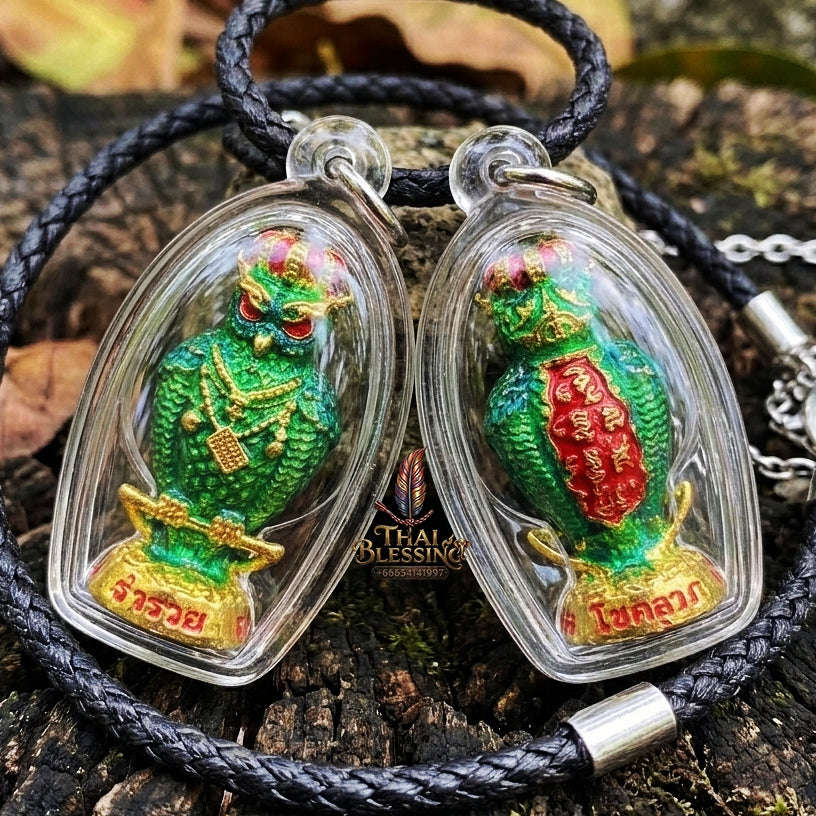 Authentic Thai Owl Amulet "Nok Thuek Thue Chao Sap Rattikan BE 2565" - Supreme Night Owl Gambling Luck, Secret Wealth & Business Magnet Thai Blessing Co By RURUECHA