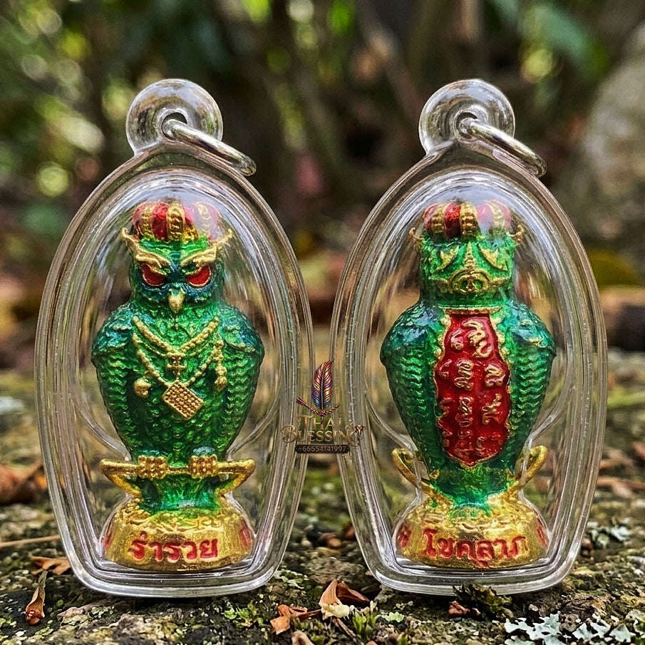 Authentic Thai Owl Amulet "Nok Thuek Thue Chao Sap Rattikan BE 2565" - Supreme Night Owl Gambling Luck, Secret Wealth & Business Magnet Thai Blessing Co By RURUECHA
