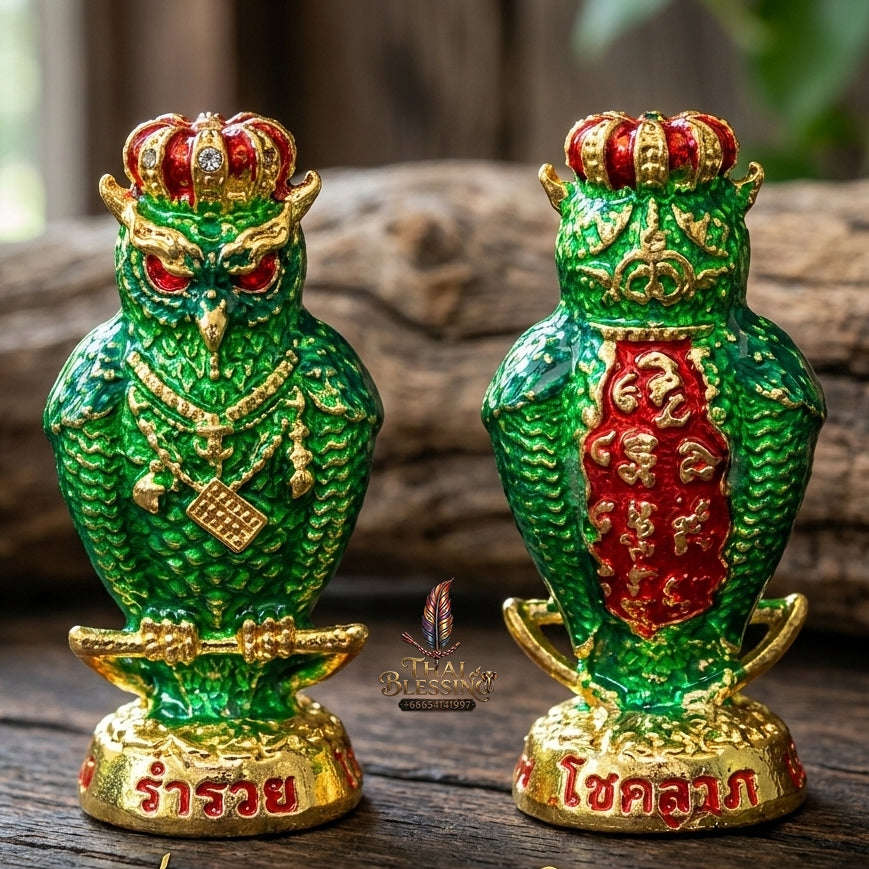 Authentic Thai Owl Amulet "Nok Thuek Thue Chao Sap Rattikan BE 2565" - Supreme Night Owl Gambling Luck, Secret Wealth & Business Magnet Thai Blessing Co By RURUECHA