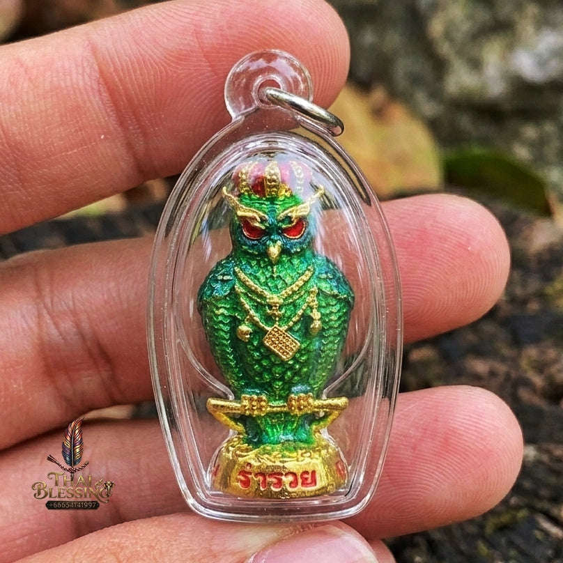 Authentic Thai Owl Amulet "Nok Thuek Thue Chao Sap Rattikan BE 2565" - Supreme Night Owl Gambling Luck, Secret Wealth & Business Magnet Thai Blessing Co By RURUECHA