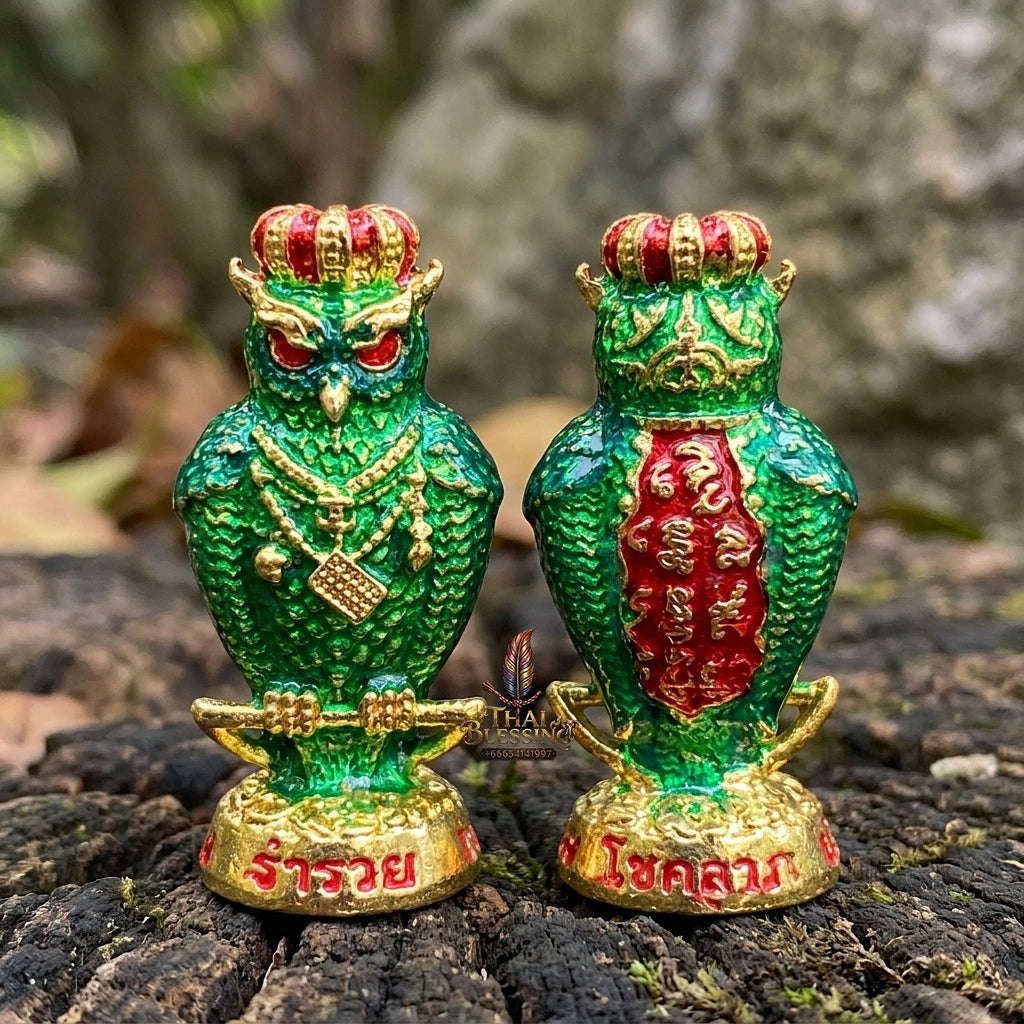 Authentic Thai Owl Amulet "Nok Thuek Thue Chao Sap Rattikan BE 2565" - Supreme Night Owl Gambling Luck, Secret Wealth & Business Magnet Thai Blessing Co By RURUECHA