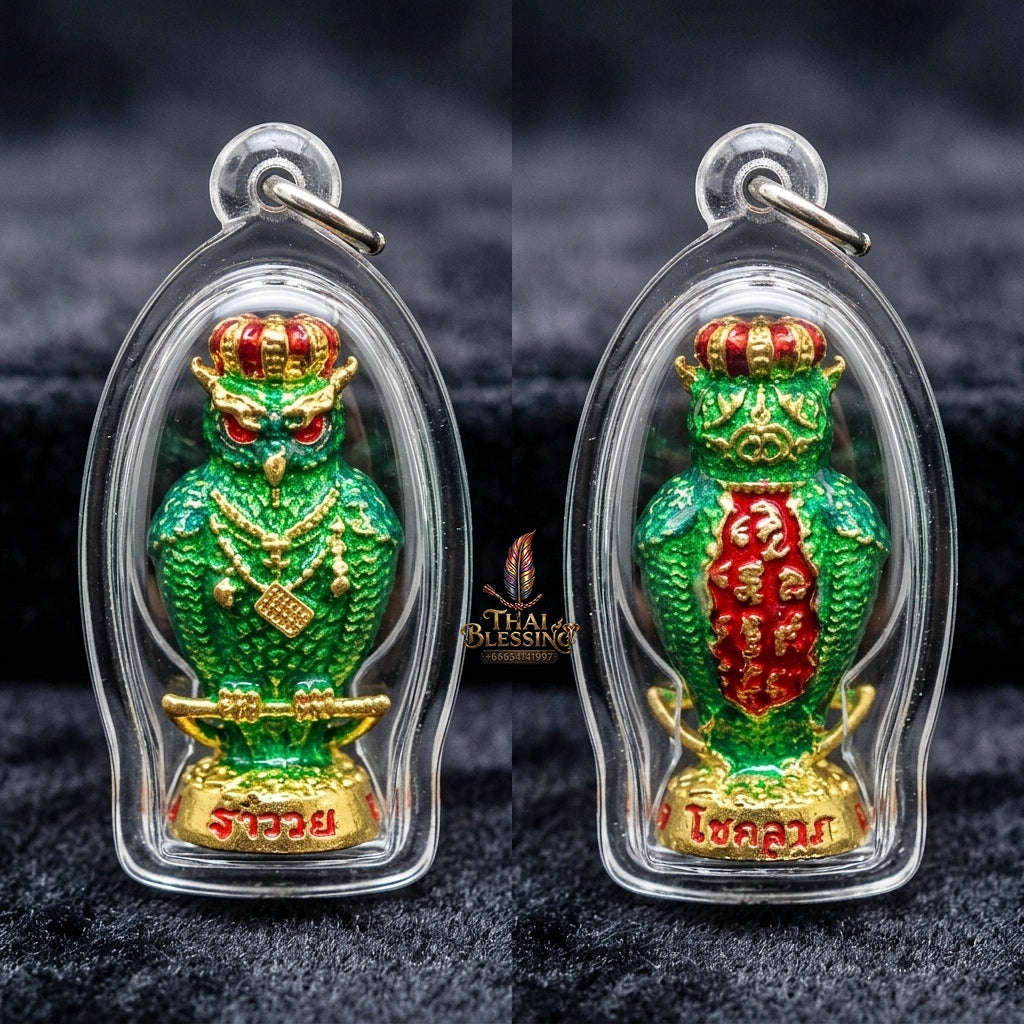 Authentic Thai Owl Amulet "Nok Thuek Thue Chao Sap Rattikan BE 2565" - Supreme Night Owl Gambling Luck, Secret Wealth & Business Magnet Thai Blessing Co By RURUECHA
