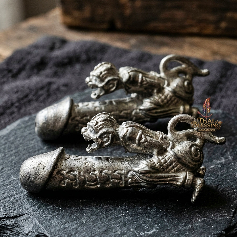 Authentic Thai Sacred Palad Khik Hanuman (Hanuman Riding Palad Khik Talisman) - Sacred Lead Metal Billionaire Edition for Ultimate Protection, Invulnerability, Metta Charm & Business Wealth