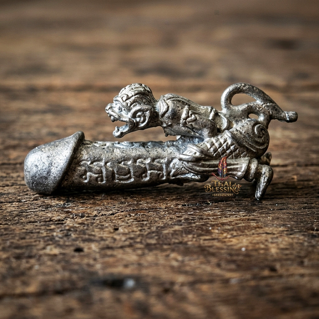 Authentic Thai Sacred Palad Khik Hanuman (Hanuman Riding Palad Khik Talisman) - Sacred Lead Metal Billionaire Edition for Ultimate Protection, Invulnerability, Metta Charm & Business Wealth