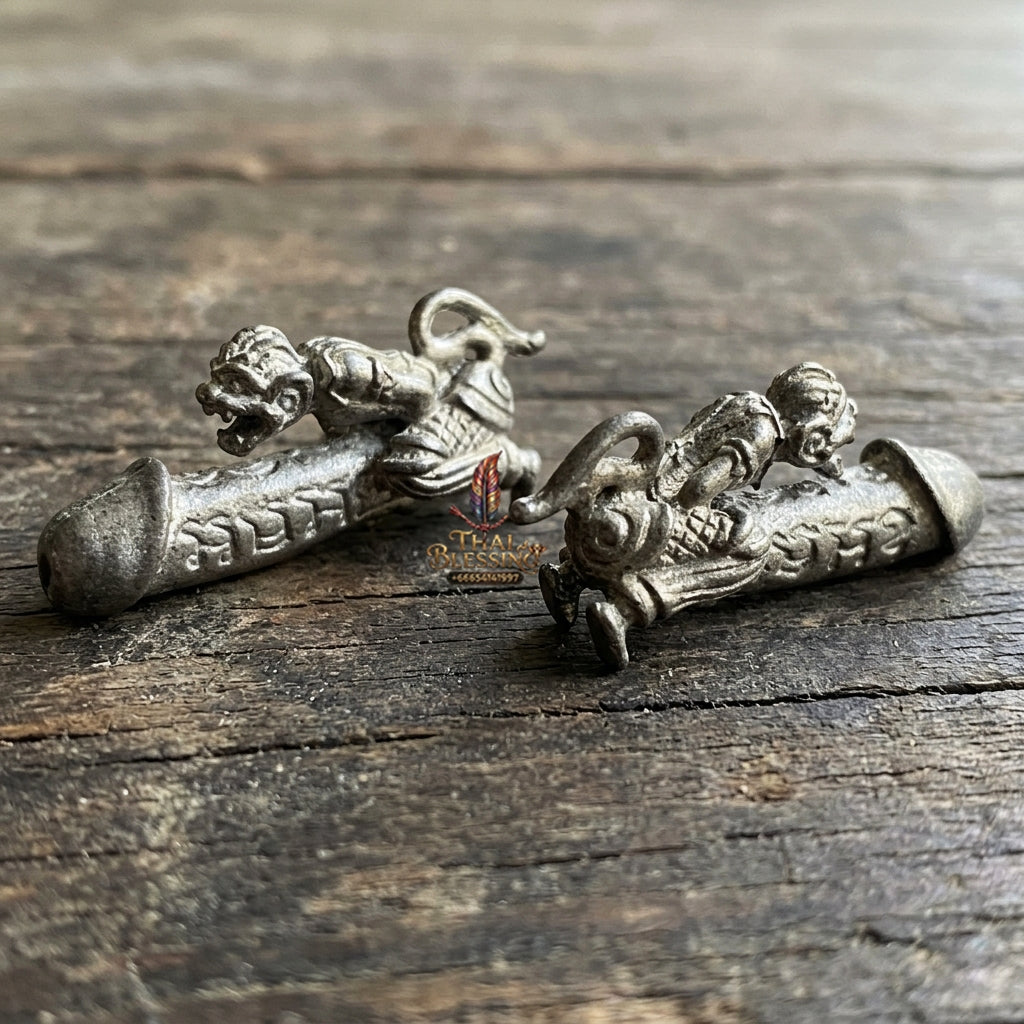Authentic Thai Sacred Palad Khik Hanuman (Hanuman Riding Palad Khik Talisman) - Sacred Lead Metal Billionaire Edition for Ultimate Protection, Invulnerability, Metta Charm & Business Wealth