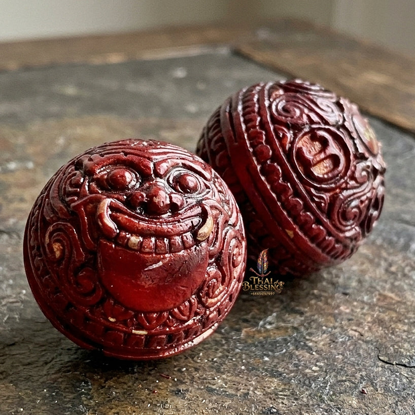 Authentic Thai Sacred Parot Kro Rahu Nuea Duang (Rahu Over Destiny Sacred Warning Bell) - Maha Chuanuan Metal with Red Polish for Destiny Elevation, Bad Luck Protection, Wealth & Universal Blessing