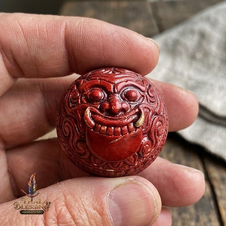 Authentic Thai Sacred Parot Kro Rahu Nuea Duang (Rahu Over Destiny Sacred Warning Bell) - Maha Chuanuan Metal with Red Polish for Destiny Elevation, Bad Luck Protection, Wealth & Universal Blessing