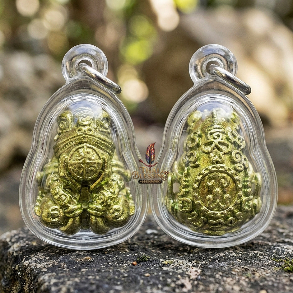 Authentic Thai Sacred Phaya Kop Kin Duan (Moon-Devouring Fortune Frog Talisman) for Wealth Luck, Gambling Fortune, Zodiac Clash Defense & Career Elevation