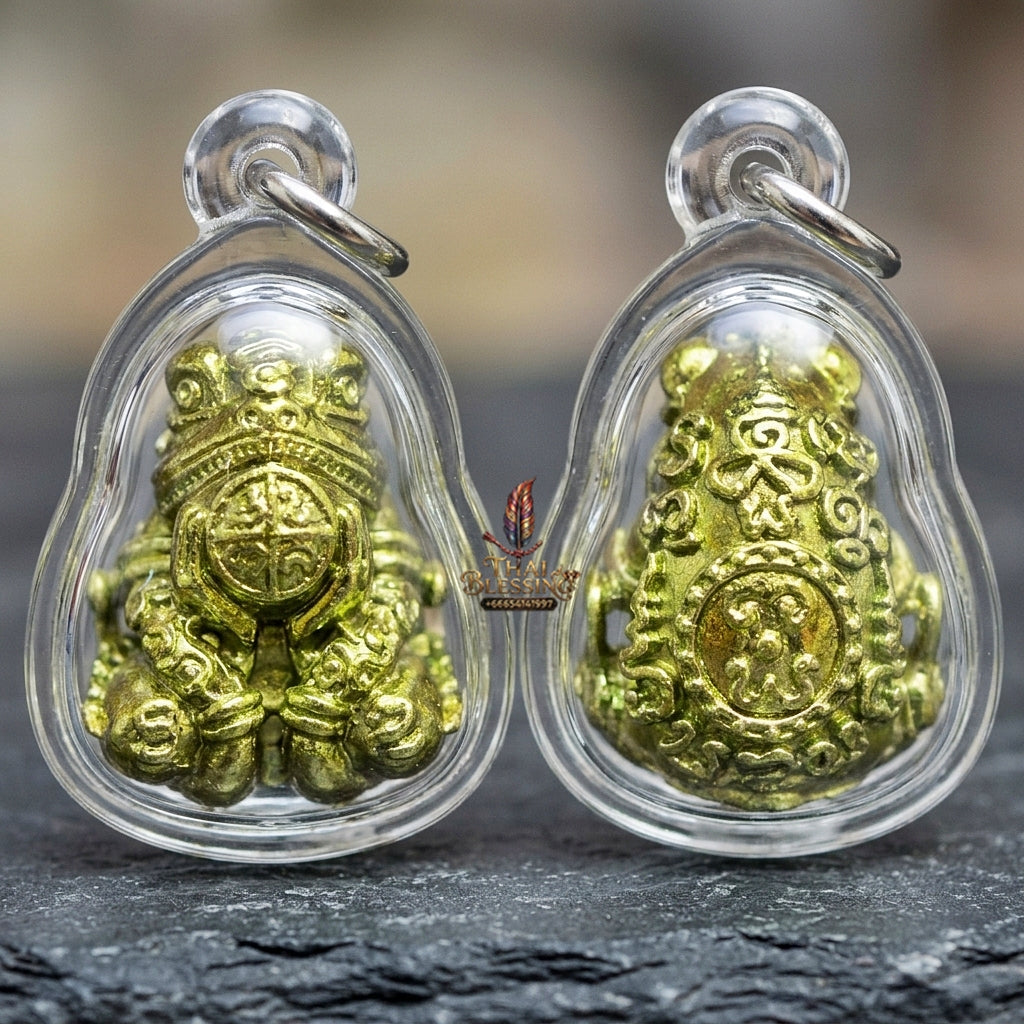 Authentic Thai Sacred Phaya Kop Kin Duan (Moon-Devouring Fortune Frog Talisman) for Wealth Luck, Gambling Fortune, Zodiac Clash Defense & Career Elevation