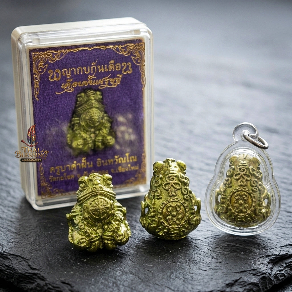 Authentic Thai Sacred Phaya Kop Kin Duan (Moon-Devouring Fortune Frog Talisman) for Wealth Luck, Gambling Fortune, Zodiac Clash Defense & Career Elevation