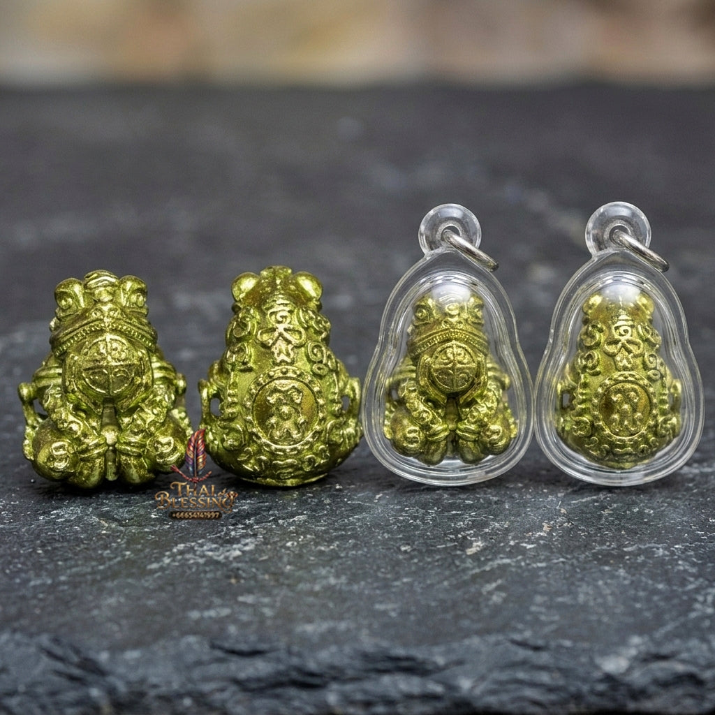 Authentic Thai Sacred Phaya Kop Kin Duan (Moon-Devouring Fortune Frog Talisman) for Wealth Luck, Gambling Fortune, Zodiac Clash Defense & Career Elevation