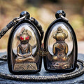 Authentic Thai Phaya Ngang Amulet "Chao Sane Phitsawat" - Esoteric Bronze Alloy Pendant with Red Gemstone Eyes & Sacred Relics