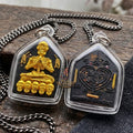 Authentic Thai Sacred Pho Phrai Thong (Golden Skeleton Spirit Amulet) - Black Sacred Herbal Powder Edition with Gold Takrut Inserts for Supreme Charm, Money Magnet, Wealth Attraction & Luck Enhancement